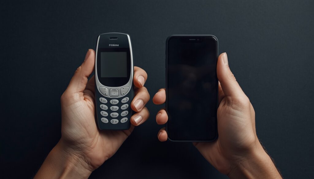 Smart Phone vs Early Cell Phone